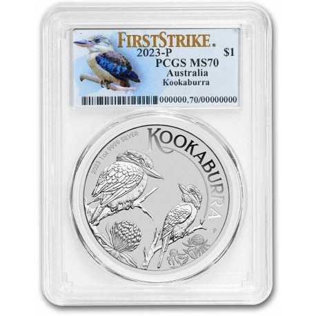 PM 1 oz silver KOOKABURRA 2023 $1 Australia PCGS MS 70 FS