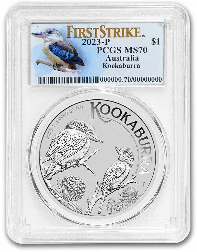 PM 1 oz silver KOOKABURRA 2023 $1 Australia PCGS MS 70 FS