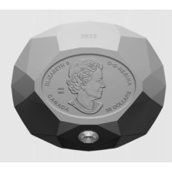 Pure 3 oz Silver Diamond-Shaped Coin – Forevermark Black Label Oval Diamond 2023 $50 Proof