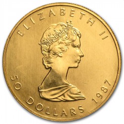 1 oz gold MAPLE LEAF 1987 $50 bu