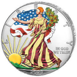 USA 1 oz silver U.S. Silver EAGLE 2023 $1 BU coloured