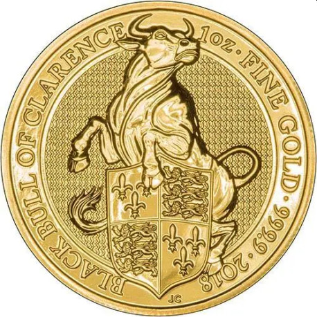 1 oz gold QUEEN'S BEAST 2018 BLACK BULL OF CLARENCE £100