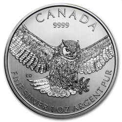1 oz silver GREAT HORNED OWL 2015 $5