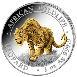1 oz silver SOMALIA LEOPARD 2023 - 100 shillings GILDED