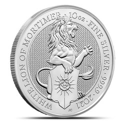 UK 10 oz silver Queen's Beast 2021 WHITE LION £10