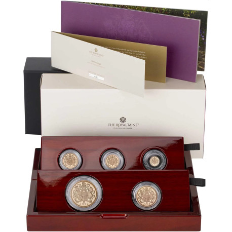 UK 5-Coin Gold Proof Sovereign Set 2022 Royal Coat of Arms