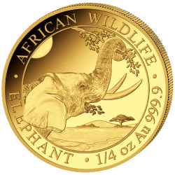 GOLD 1/4 oz ELEPHANT 2022 SOMALIA Shillings 200