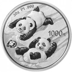 China 30 gr PLATINUM PANDA 2022 BU Yuan 500 + Certificate No Box