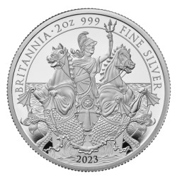 UK 2 oz silver 2023 £2 THE BRITANNIA CHARLES III PROOF Box + Coa