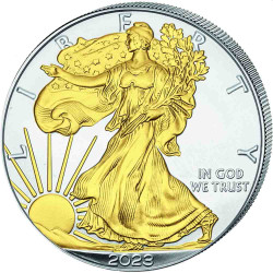 USA 1 oz silver U.S. Silver EAGLE 2023 $1 BU GILDED