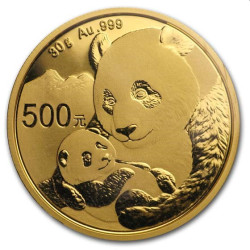 Gold CHINA PANDA 30 GR 2019 Yuan 500 in capsule
