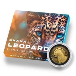 GHANA 1 oz GOLD LEOPARD 2022 CFA 3000 PROOF BOX + COA
