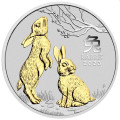 Australian Lunar Series III 2023 Year of the Rabbit 1oz Silver Gilded Coin IN CAPSULE