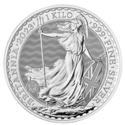 UK 1 kilo silver BRITANNIA 2023 £500 bu