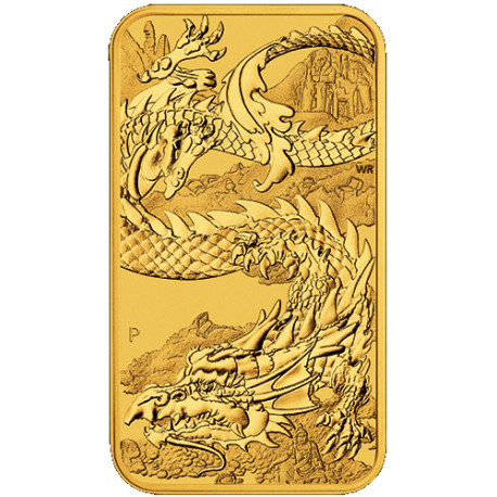Perth Mint 1 oz RECTANGLE DRAGON $100 BAR 2022 GOLD