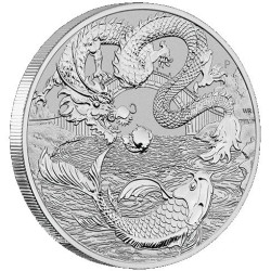 PM 1 oz silver DRAGON AND KOI 2023 $1 bu CHINESE MYTHS & LEGENDS