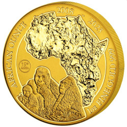 Rwanda 1 oz GOLD MOUNTAIN GORILLA 2023 bu Amafranga 100 