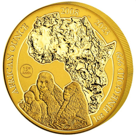 Rwanda 1 oz platinum MOUNTAIN GORILLA 2023 bu Amafranga 100 