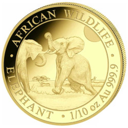 GOLD 1/10 oz ELEPHANT 2024 SOMALIA 100 SHILLINGS
