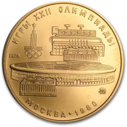 1/2 oz gold 100 RUBLES 1980 MOSCOW bu