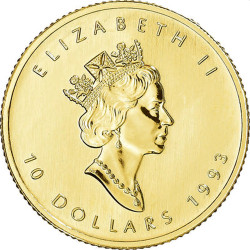 CANADA 1/4 oz GOLD MAPLE LEAF 1991 $10 BU 