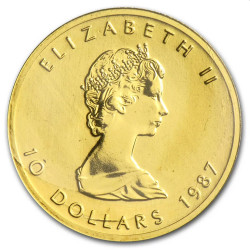 Canada 1/4 oz gold MAPLE 1987 $10 bu