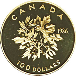 CANADA 1/4 oz gold PEACE 1986 $100 proof