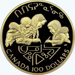 CANADA 1/4 oz gold LITERACY 1990 $100 proof