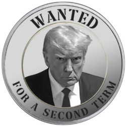 1 oz silver Donald TRUMP Wanted For A Second Term BU