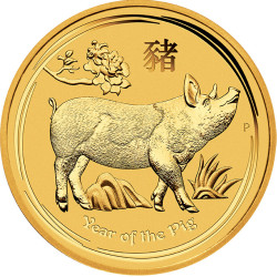 Perth Mint 1 oz Lunar 2 GOLD PIG 2019 bu $100
