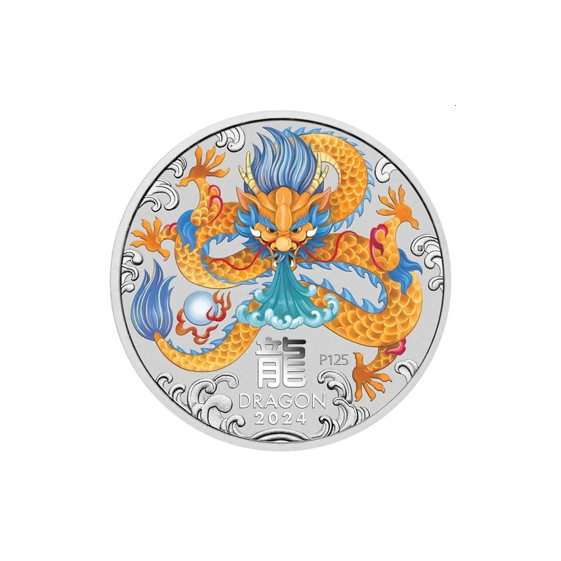 Australian Lunar Series III Yellow Dragon 2024 Year of the Dragon 1oz