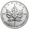 1 oz silver Maple leaf back-dated bu $5