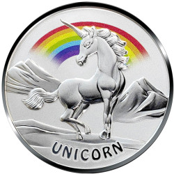 Fiji 1 oz silver UNICORN 2023 bu $5 Coloured Proof-Like