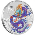 Australian Lunar Series III Yellow Dragon 2024 Year of the Dragon 1oz Silver Coloured Coin in Card
