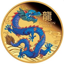 Australian Lunar Series III 2024 Year of the Dragon 1oz Gold Proof Coloured Coin