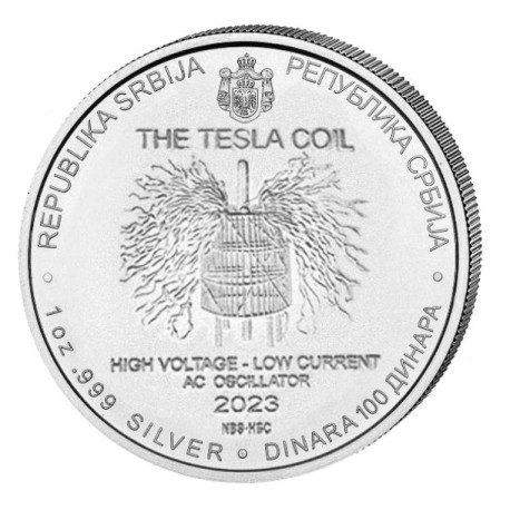 1 oz silver NIKOLA TESLA 2023 ANTI-GRAVITY 100 Dinar bu 