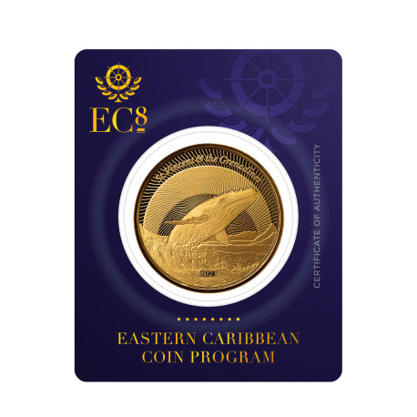 1 oz GOLD 2023 ST VINCENT & GRENADINES Eastern Caribbean EC8 WHALE $2 BU