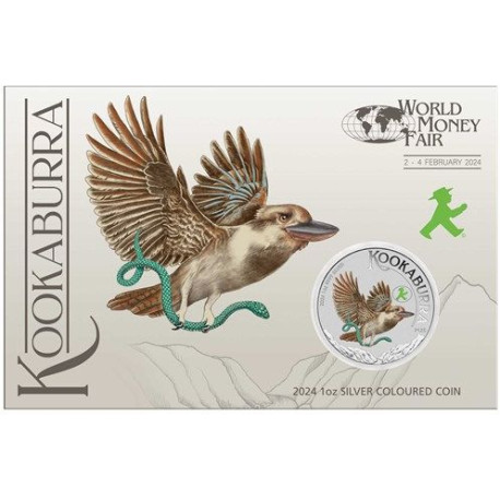 World Money Fair - Coin Show Special Australian Kookaburra 2022 1oz Silver Coin