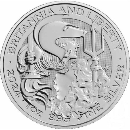 UK 1 oz silver BRITANNIA - LIBERTY 2024 £2 BU