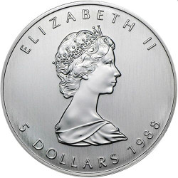 1 oz silver MAPLE LEAF 1988 $5 bu