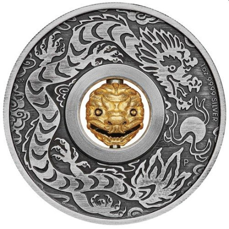 PERTH MINT Year of the RABBIT Rotating Charm 2023 1oz Silver Antiqued Coin