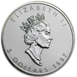 Canada 1 oz silver MAPLE LEAF 1997 $5 bu