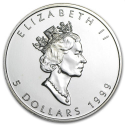 Canada 1 oz silver MAPLE LEAF 1999 $5 bu