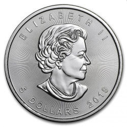 1 oz silver MAPLE LEAF 2019 $5 bu