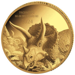 0.5 Gram GOLD Prehistoric Life 2 TRICERATOPS 2024 bu 100FR BU - 1st coin