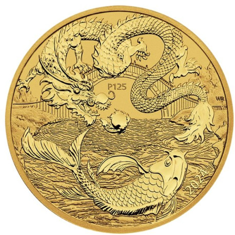 PM 1 oz GOLD DRAGON & KOI 2023 $100 PROOF Box + Coa Myths & Legends