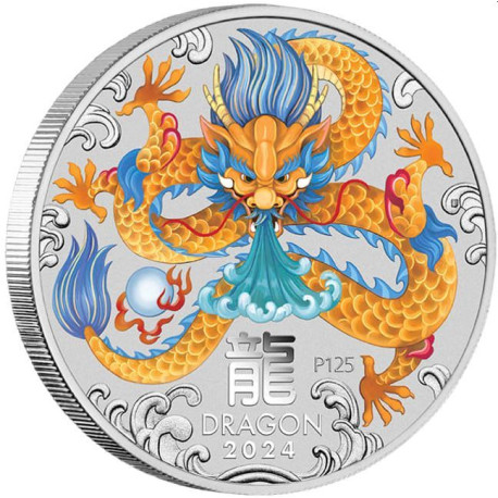 PM Lunar 3 dragon 5 oz silver 2024 BU $5 Australia