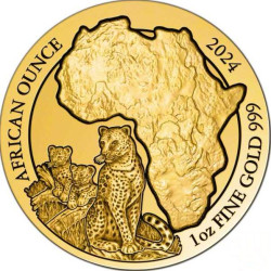 Rwanda 1 oz GOLD LEOPARD 2024 bu Amafranga 100 