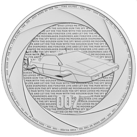 1 oz silver SIX DECADES of James BOND 2024 £2 bu