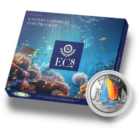 1 oz silver 2023 EC8 REGATTA 2023 $2 BU ANGUILLA Eastern Caribbean 